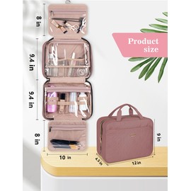 BALULHG Brown Toiletry Bag, Makeup Organizer, Travel Bag For Women Mens Toiletries, Waterproof with Hanging Hook, Large Capacity