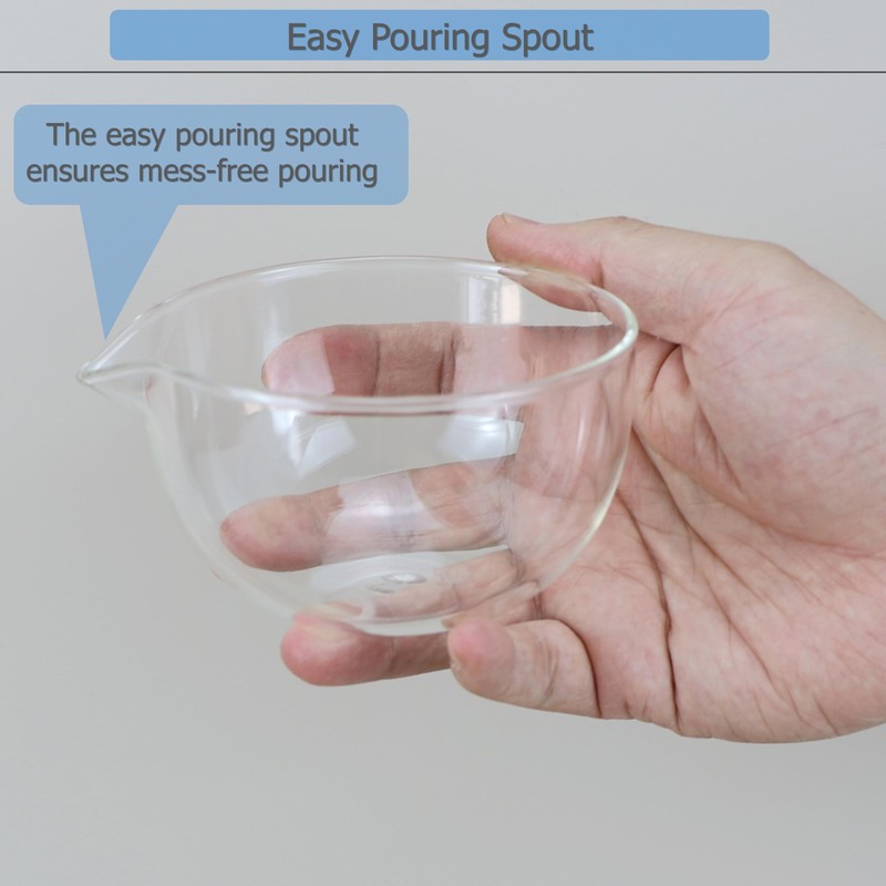 EIKS Glass Bowls with Spout for Mixing and Serving Sauce