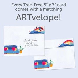 Tree-Free Greetings - Support & Encouragement Cards - Artful Designs - 2 Greeting Cards + Matching Envelopes - Made in USA - 100% Recycled Paper - 5" x 7" - Couch Mountains (GT69939)