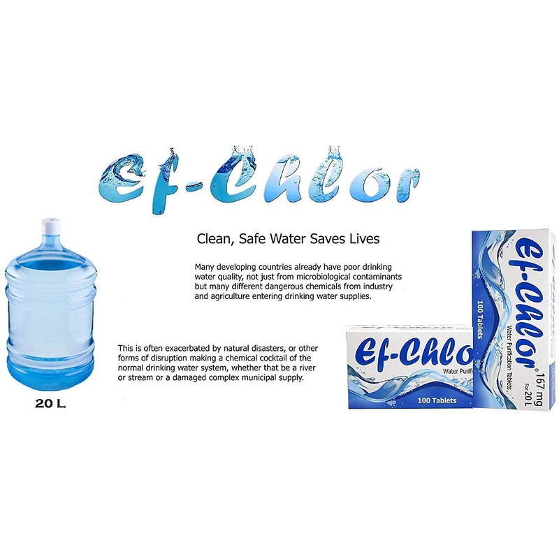 Ef-Chlor 167 Mg Water Purification Tablets Each Tablet Purifies 20