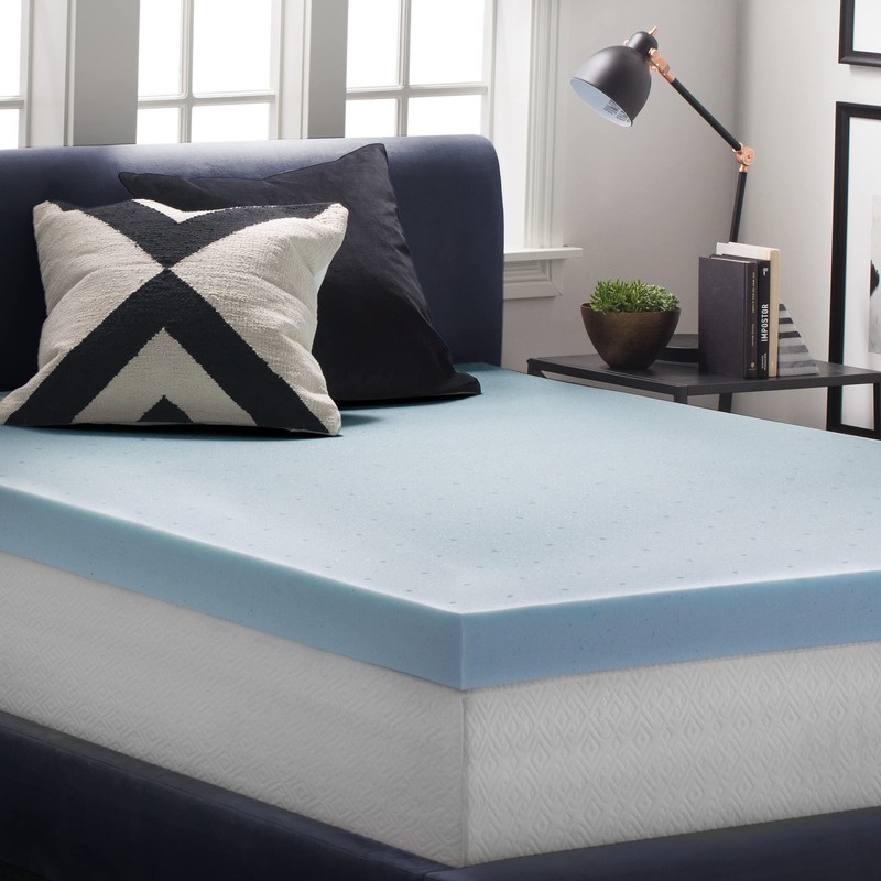 LUCID 4 Inch Gel Memory Foam Mattress Topper-Ventilated Design-Ultra Plush-Queen