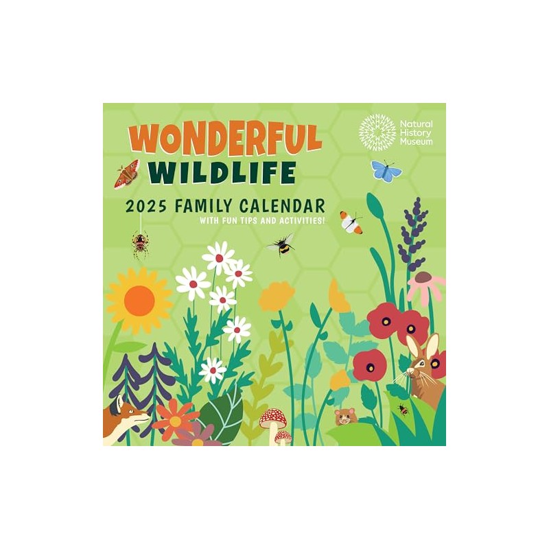 2025 Natural History Museum Wonderful Wildlife Square Family Wall Calendar