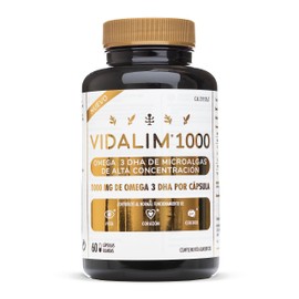 VIDALIM 1000mg Omega 3 DHA Microalgae Per Capsule (60 Beads) Highest Purity