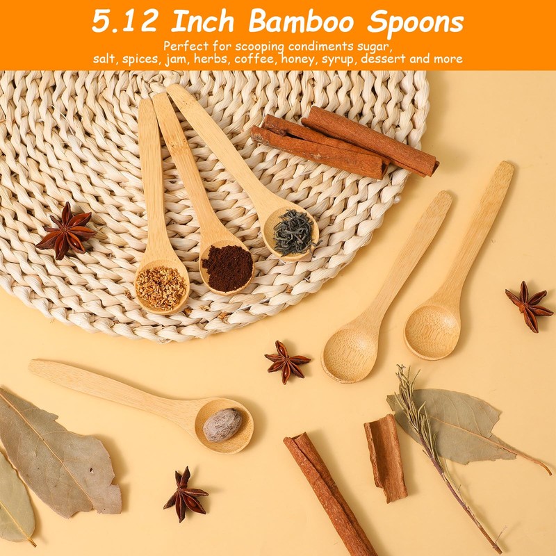 6PCS Small Wooden Spoons - Shimmeroo 5 Inch Resistant Bamboo