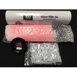 Glow With Us Brand Glow Sticks Bracelets Bulk Wholesale, 100 8” Purple Glow Bracelets, Bright Color, Glow 8-12 Hrs, 100 Connectors Included, Glow Party Favor Supplies, Sturdy Packaging, Great Fun.