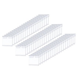 sourcing map Plastic Wire Shelf Label Holders 1.97"x1.65" Clear Double Hook Price Tag Holder Reusable Shelf Sign Tags with Paper for Storage Market Pack of 60