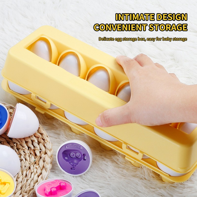 12Pcs Matching Eggs Color Vehicle Shape Recognition Early Learning Educational