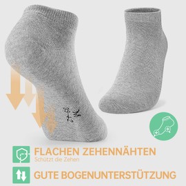 FALARY Ankle Socks Mens Trainer 12 Pairs Sport Performance Low Cut Unisex_GREY_3-5