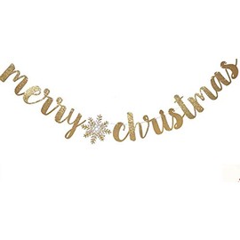 Merry Christmas Banner Gold glitter,Christmas Banner,Christmas Decoration