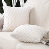 MADIZZ Faux Wool Cream White Throw Pillow Covers 16x16 Inch