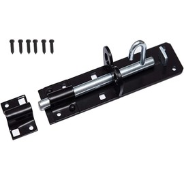 Infinity Decor Black Padbolt Brenton Bolts, 4” or 6” Steel Sliding Bolt Lock - for Gates, Sheds, Garden (6" - 150mm)