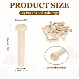 sourcing map Wood Axle Pegs 7/32" Dia. 1-3/8" Length, Mini Wooden Peg Wooden Wheels Shaft for DIY Model Cars Trucks, 25pcs