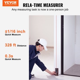 VEVOR Laser Measure - 328ft High Accuracy Distance Meter with 100-Group Storage, - 328 FT