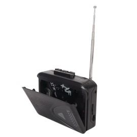 Portable Cassette Player with Built-in Speakers, 3.5mm Jack, FM/AM Radio, USB Powered, Cassette Tape Player, for Home and Outdoor Use (Black)