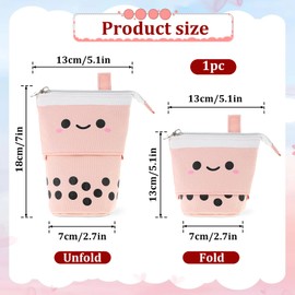 Qianyu Standing Pencil Case Cute Pop Up Pen Box Telescopic Makeup Pouch Stand-up Retractable Transformer Bag Kawaii Pen Holder Organizer Stationary for School Office Christmas Holiday New Year