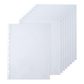 100 Pcs A4 Size Clear Punched Pockets 11 Holes Plastic Wallet Sleeves Heavy Duty Punch Pockets File Binder Pockets Folders Transparent Paper Sheet Protectors for Office Home