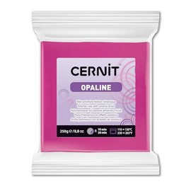 Cernit CE0880250460C Block Modelling Clay (Polymer) Opaline, Semi Translucent, Oven Hardening, Ready to Use, 250 g, Ideal for DIY & Jewellery, for Beginners and Hobby Artists, Magenta, 1 Piece