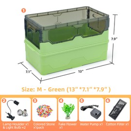 RunDuck Turtle Habitat Tank Kit– Fresh Filtration, Waterplay Fun, Diverse Living, Heat Lamp, Water Pump and Convenient Water Changes in Tanks Habitat Kits Turtle cage (Green, Medium)