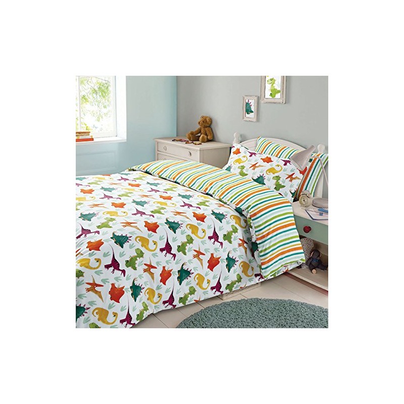 Dreamscene Duvet Cover Pillowcase Bedding Set Boys Girls Dinosaur Reversible