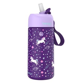 Bentgo Kids' Stainless Steel Water Bottle - 14 oz, Insulated, Leak-Proof Lid, Safe-Sip Spout, Flip-Up Straw, BPA-Free, Portable Drinkware for Ages 3+:_Unicorn