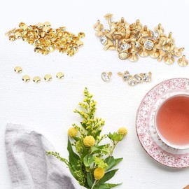 Pack of 50 Rhinestone Stud Earrings, Crystal Rivets, Rhinestone Diamond Spikes Rivets for Leather/Belt/Handbag, Leather Decoration (Silver)