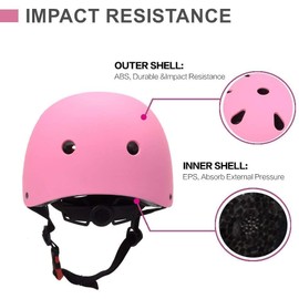 XJD Kids Helmet Toddlers Bike Helmet Age 2-13 Years Adjustable Skateboard Helmet for Cycle BMX Scooter Roller Skating for Children Boys/Girls (Pink, S)