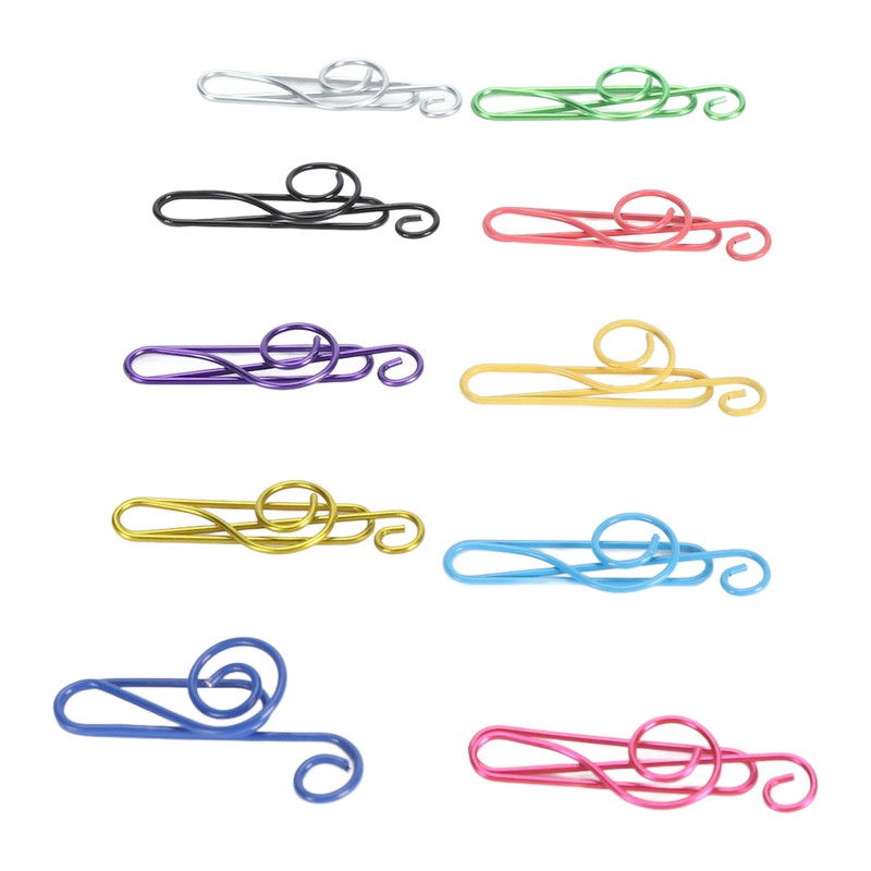 100Pcs Cute Note Paper Clips 10 Colors Metal Music Note