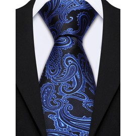 Barry.Wang 8PCS Necktie Set Paisley Solid Stripe Blue Silk Tie Wedding Formal Party Business Christmas Xmas Holiday Festival Vacation