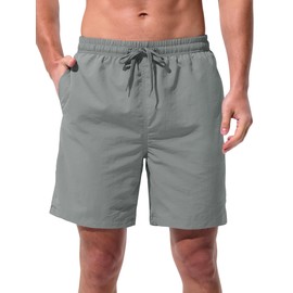 UIQUR Men's Board Shorts Swim Trunks Quick Dry Swimsuit 7 Inch Inseam Bathing Suits with Pockets Mesh Lining Dark Grey M