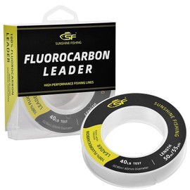 SF 100% Pure Fluorocarbon Leader Material Fishing Line Virtually Invisible Shock Resistant Increased Sensitivity Sink Fast Clear 55yd 10LB