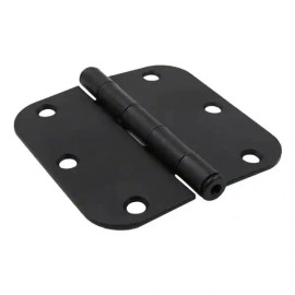 EVERBILT 3-1/2 in. x 5/8 in. Radius Matte Black Squeak-Free Door Hinge 12 Pack