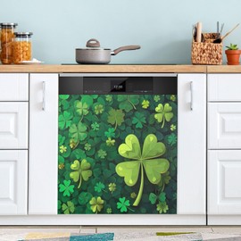 YETTASBIN St. Patrick's Day Clover Dishwasher Magnet Cover, Reuseable Kitchen Fridge Door Magnet Sticker, Waterproof Refrigerator Microwave Magnet Cover Holiday Party Home Decor, 23 x 26 Inch