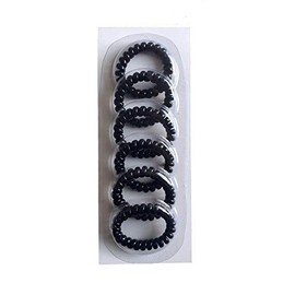 Spiral Hair Ties Plastic Hair Coil Bands Plastic Phone Cord Hair Ties Ponytail Bobbles Plastic Hair Coil Bands Set for Women Girls Hair Accessories Assorted 3 Colors (Black)