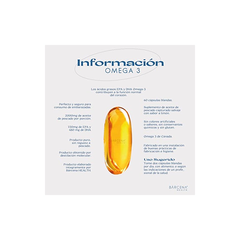 Diana Bárcena Health Omega 3 - 60 Cápsulas, 1.3G Por