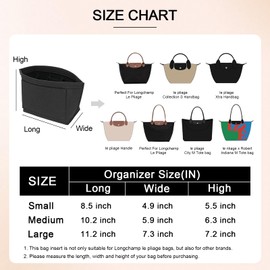 DOIAPUOS Felt Purse Organizer Inserts for Longchamp Le Pliage S Inserts HandBag (Black, Small)