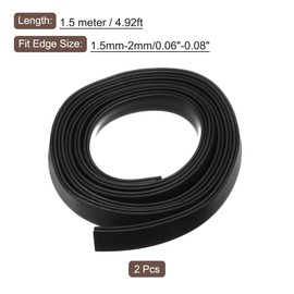 QUARKZMAN Pack of 2 U-Channel Edge Protectors, 4.9 ft Length Rubber Protection Strips Edge Protection Flat Type Suitable for 1.5-2 mm Edges, (15/64" W x 25/32" H) Black