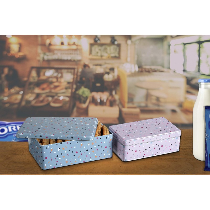 Premier Housewares 507313 Kitchen Storage Tin, Rectangular, Multi-Colour, Set of