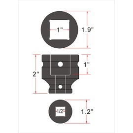 1/2" Drive 1" 4-Point Square Socket, Heat Treated Cr-V Alloy Steel