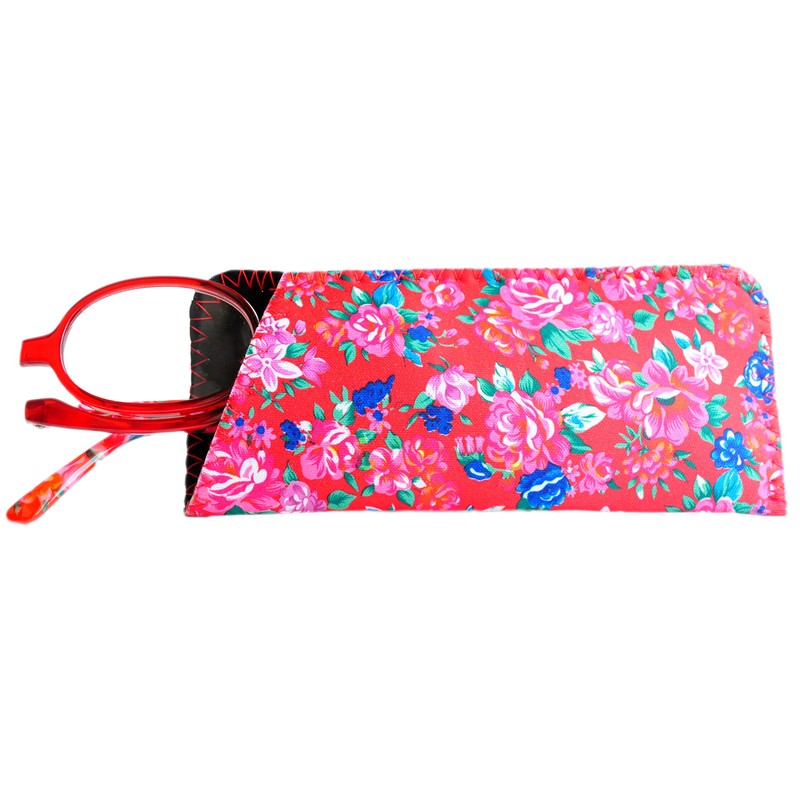 Mini Brille Make-Up Glasses with Flip Lens (Red), Fashionable Magnifying
