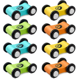 8 Pieces Wooden Mini Car Wood Race Car Kids Wooden Track Colorful Car Ramp Toy Replacement Car Toy Vehicle Play Sets for Toddlers Party Gift