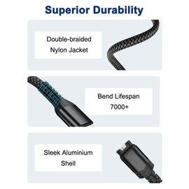 Charging Cable for Garmin Watch 1.2 m Pack of 2, Nylon Fast Charging Cable for Fenix 8 E 7 7S 7X 6 6S 6X Plus 5 5S 5X, Epix Pro, Venu 2 2S SQ, Forerunner 965 955 265 255 245 745 735, Approach S70 S6 0