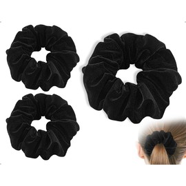 Emezddo 2 Stück Haargummi,Dickes Scrunchies,Samt Haarband,Elastisch Weich Headband,Mode Stirnband,Niedlich Haarschmuck,für Lange Oder Lockige Haare Frauen Mädchen(Schwarz)