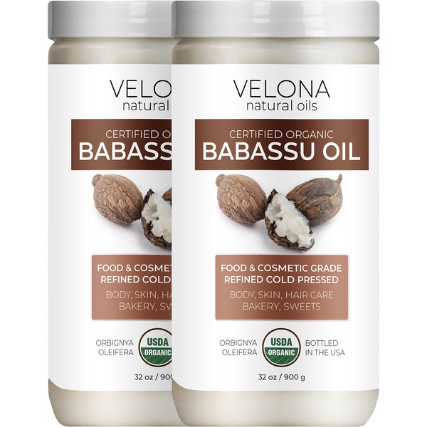 velona Babassu Oil USDA Certified Organic - 64 oz | 100% Pure and Natural Carrier Oil | Refined, Cold Pressed