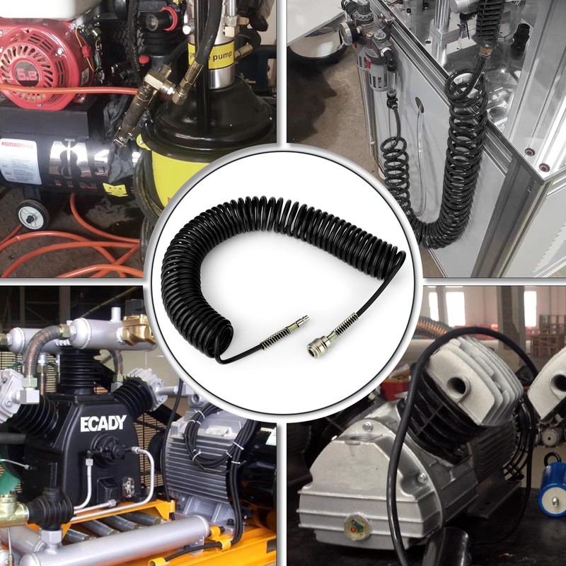 ERGAOBOY 1Pcs 8mm Polyurethane Air Compressor Hose, 10m Black Retractable