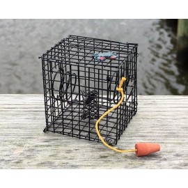 BLACKWAY BOAT MODELS MINIATURE CRAB TRAP, CRAB POT, BLACK, METAL WIRE CONSTRUCTION, W/CRAB,1:12 SCALE