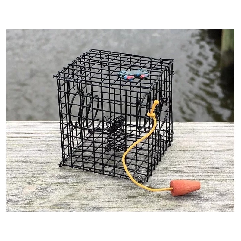 BLACKWAY BOAT MODELS MINIATURE CRAB TRAP, CRAB POT, BLACK, METAL