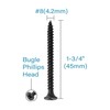 IMScrews 50pcs #8 x 1-3/4" Flat Head Phillips Drywall Screws