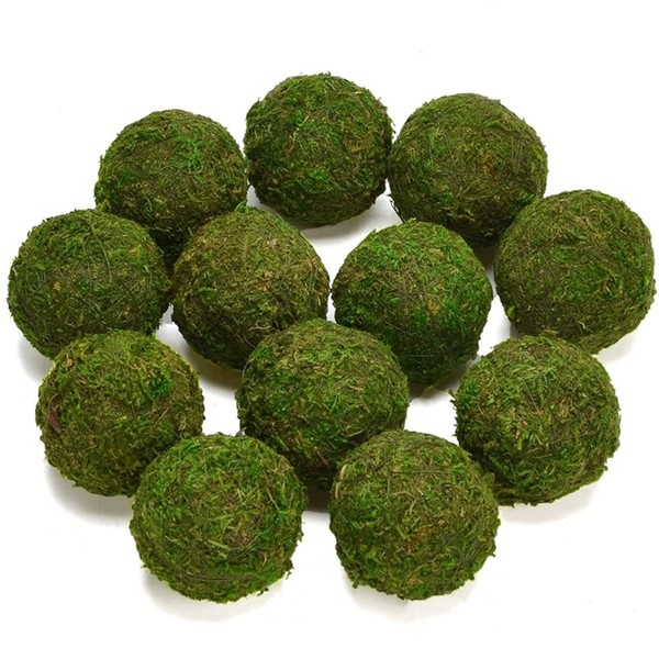 BYHER BYHER Natural Green Moss Decorative Ball,Handmade (3.5"-Set of 6)