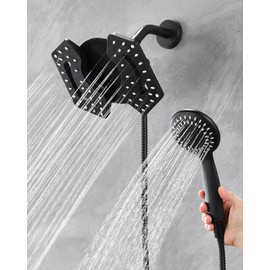 INAVAMZ Black Shower Head with Handheld High Pressure: 2-in-1 Shower Head with Rainfall Shower Head & Handheld Shower head Use Together or Separately, Detachable Shower Head with Hose, Ajustable