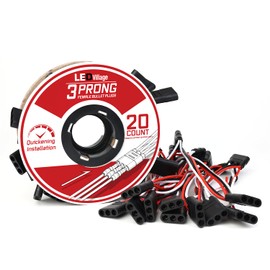 Ledvillage 20 Counts of 3 Prong Female Bullet Plug Wiring Harness Continuous Wire Harness Roll (6.5" Lead Spacing Between Plugs) 3 Prong Socket Plug